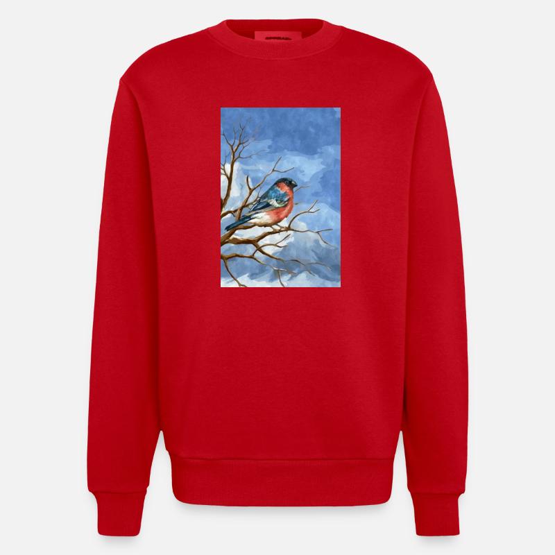 Oiseau du Bouvreuil - Sweat bio épais oversize fabriqué en UE - rouge
