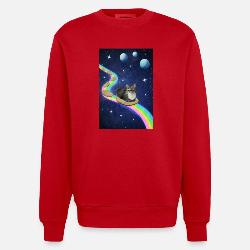 Chat mignon dans l’espace - Sweat bio épais oversize fabriqué en UE - rouge