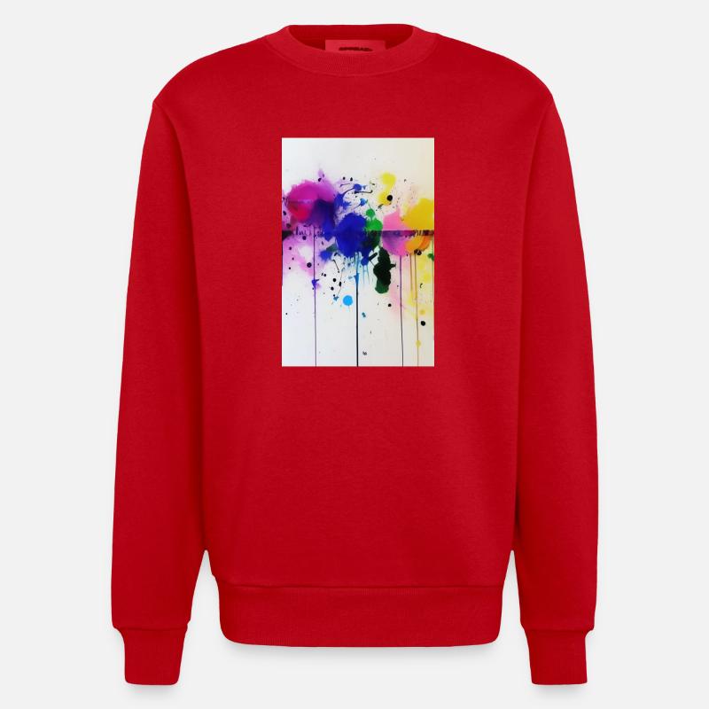 Farbspritzer - Heavyweight Oversized Organic Crew Neck Made in EU - Rot
