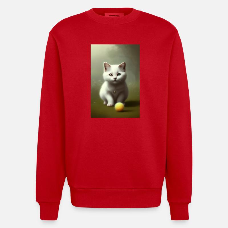 Petit bébé chat mignon - Sweat bio épais oversize fabriqué en UE - rouge