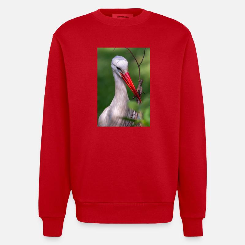 Weißstorch oder Klapperstorch - Heavyweight Oversized Organic Crew Neck Made in EU - Rot