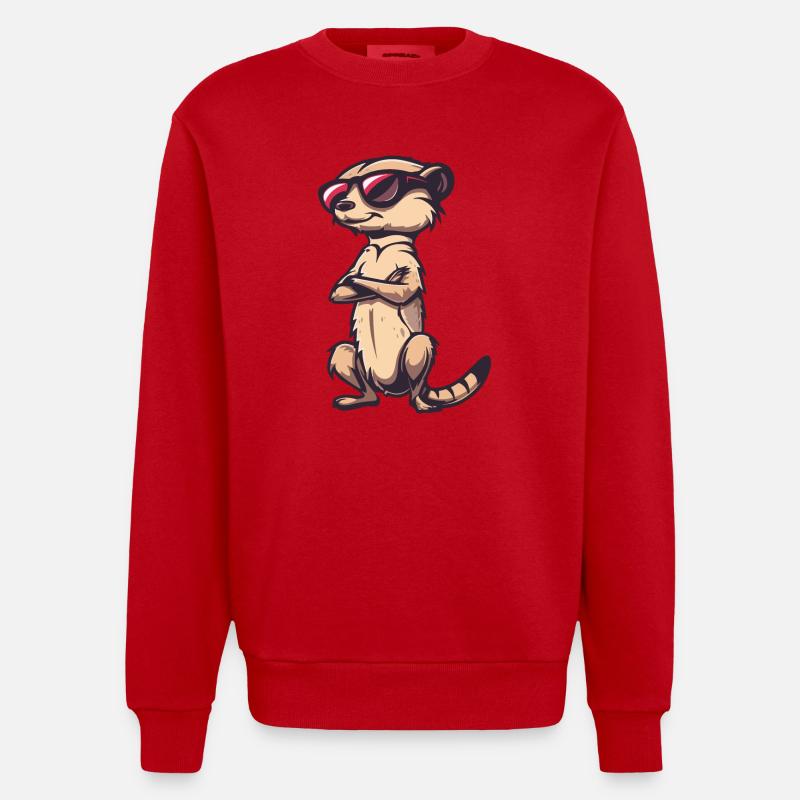 Erdmännchen Tier - Heavyweight Oversized Organic Crew Neck Made in EU - Rot