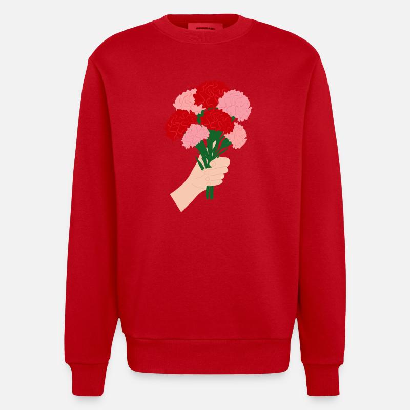 Pour vous- Fleur d’œillet rouge3 - Sweat bio épais oversize fabriqué en UE - rouge