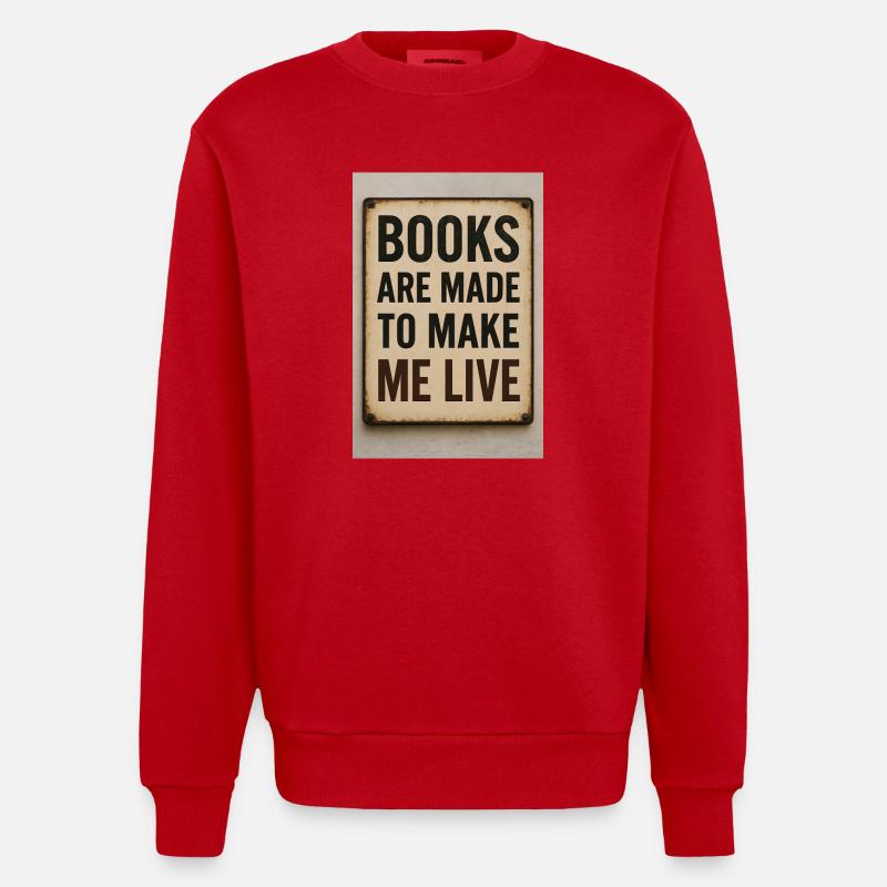 Books keep me alive - Heavyweight Oversized Organic Crew Neck Made in EU - red