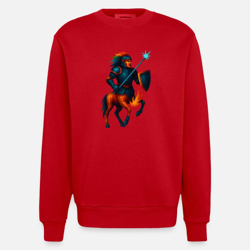 Animal de style WPAP - Centaure en armure avec lance laser - Sweat bio épais oversize fabriqué en UE - rouge