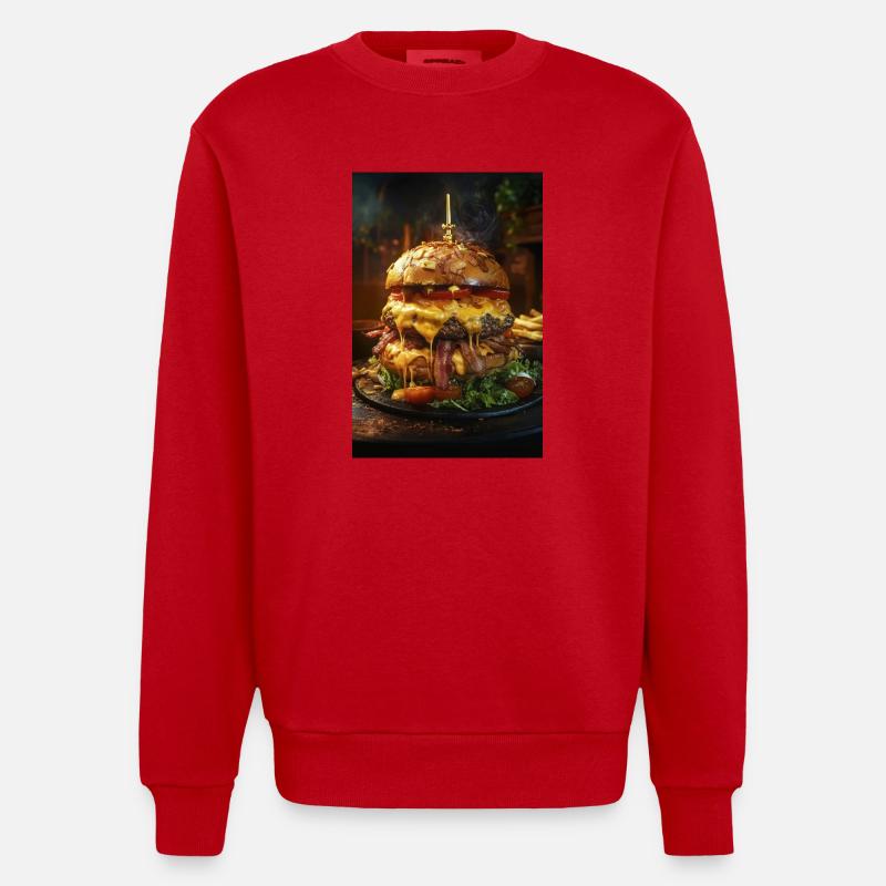 Epic Bacon Cheese Burger Stack - Sweat bio épais oversize fabriqué en UE - rouge
