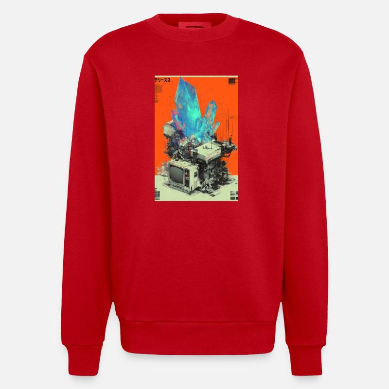 Fusion de cristaux Retro Tech - Sweat bio épais oversize fabriqué en UE - rouge