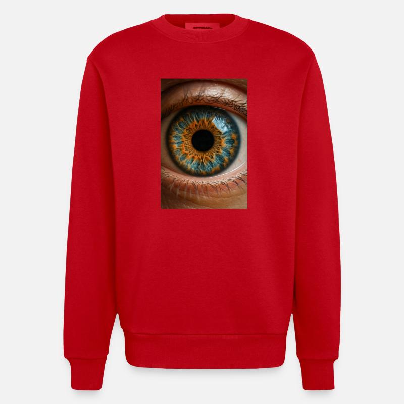 Iris bleu feu Gros plan - Sweat bio épais oversize fabriqué en UE - rouge