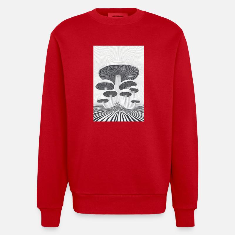Forêt de champignons optiques - Sweat bio épais oversize fabriqué en UE - rouge