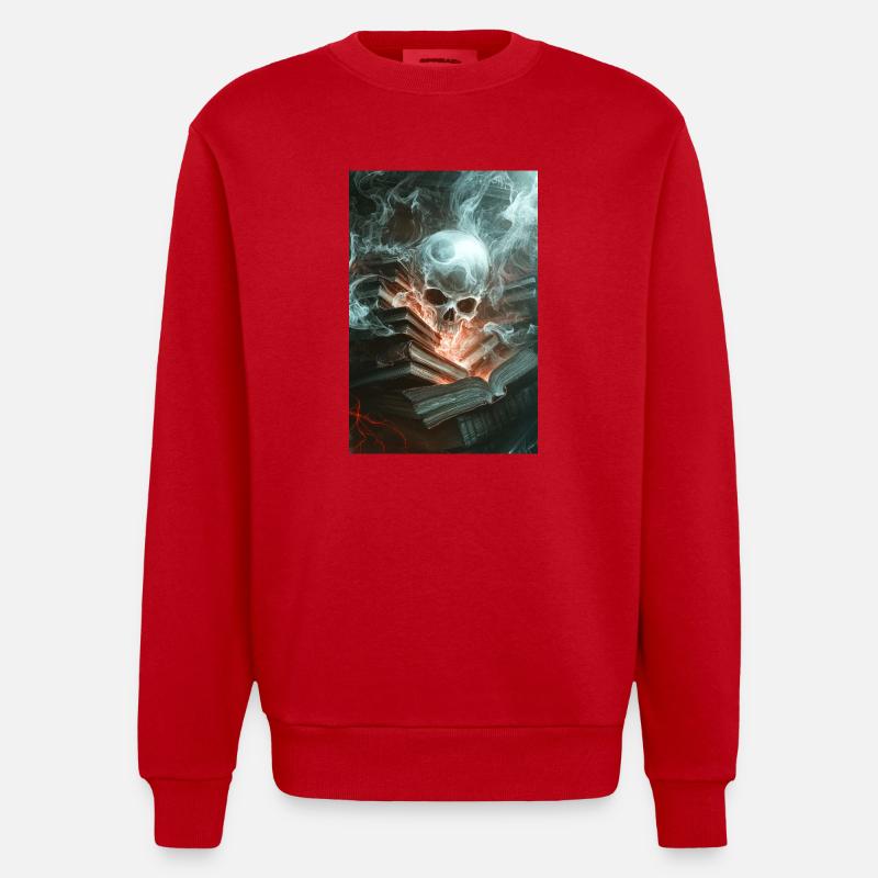 Haunted Knowledge Unleashed - Heavyweight Oversized Organic Crew Neck Made in EU - red