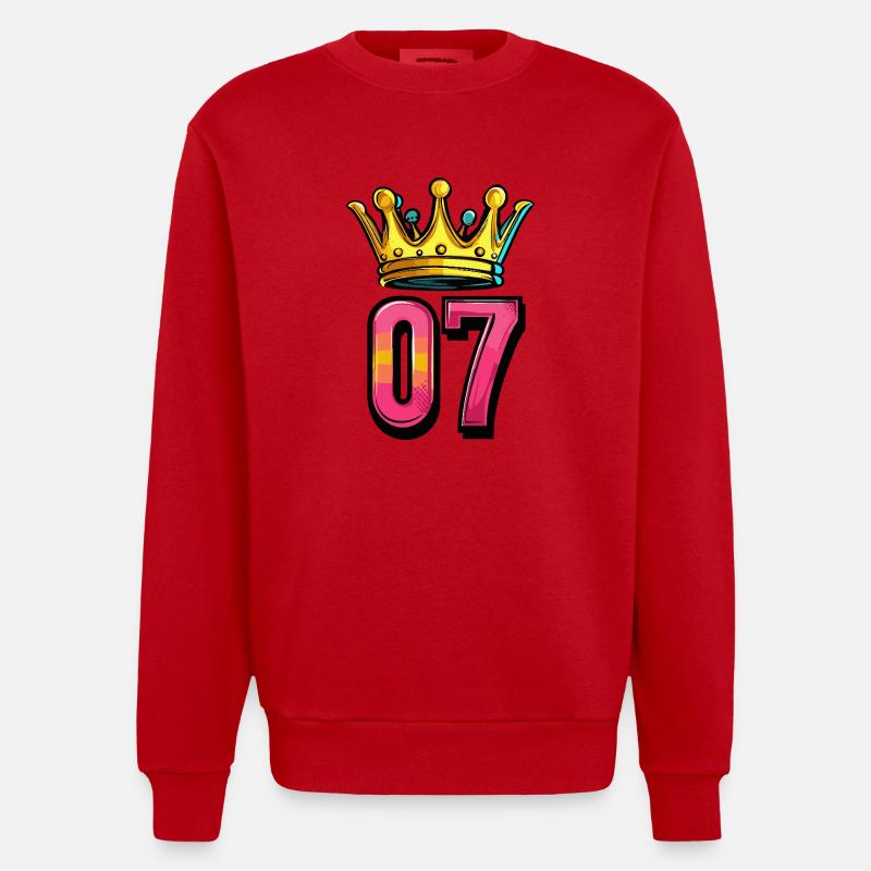 Maillot à 7 chiffres Couronne - Sweat bio épais oversize fabriqué en UE - rouge
