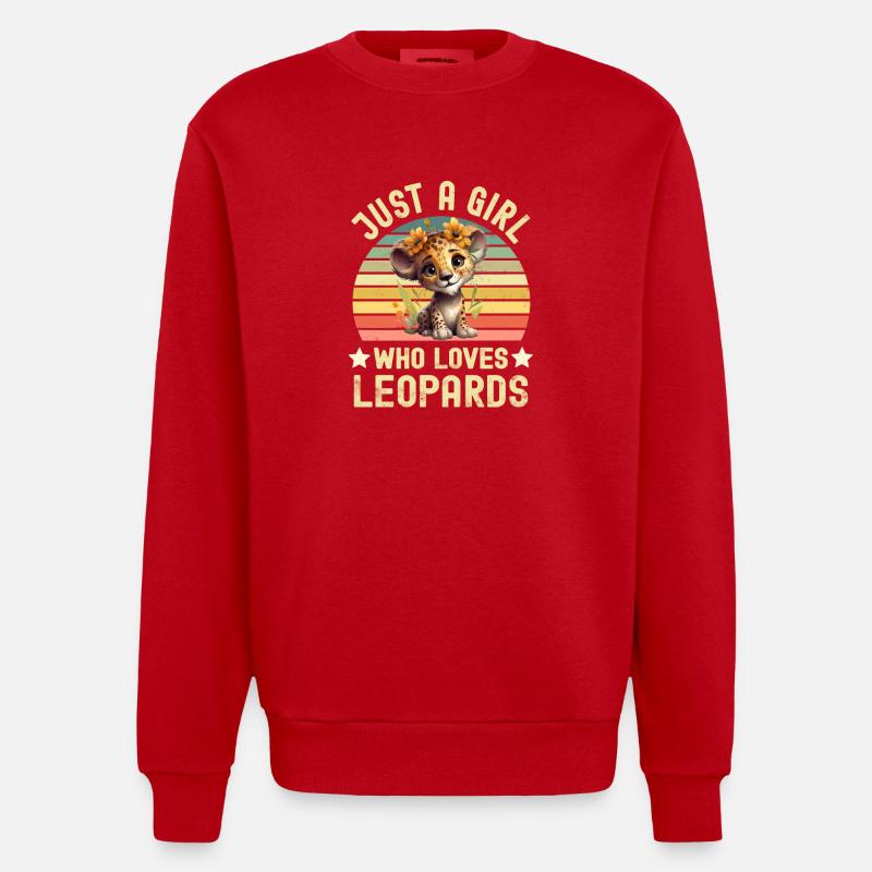 Léopard - Sweat bio épais oversize fabriqué en UE - rouge