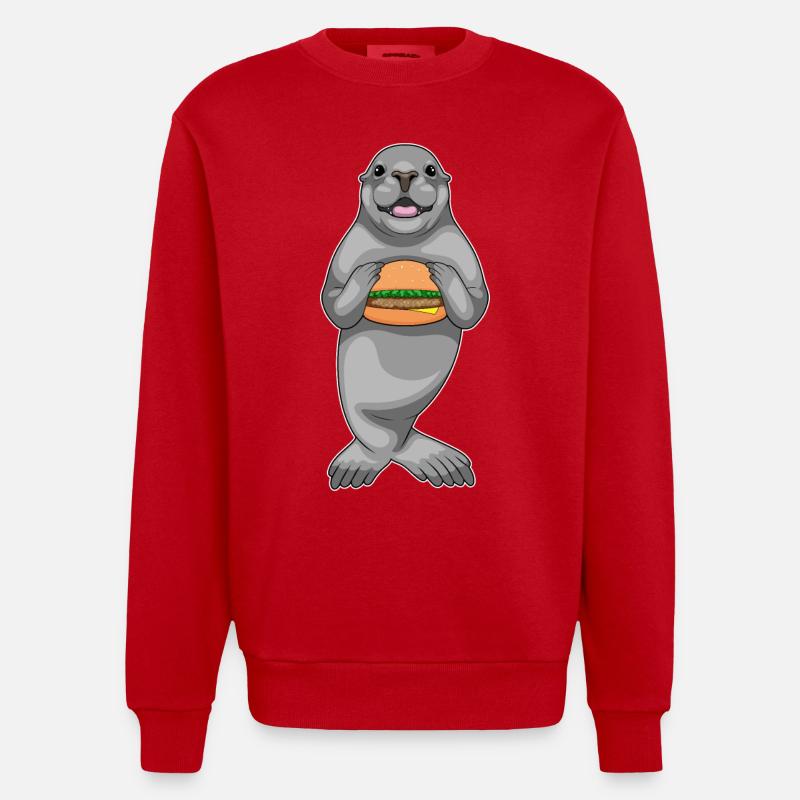 Hamburger au phoque - Sweat bio épais oversize fabriqué en UE - rouge