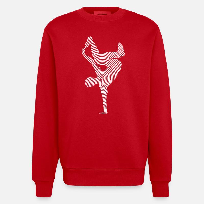 Breakdance Dance Breakdancing Fingerprint - Heavyweight Oversized Organic Crew Neck Made in EU - red