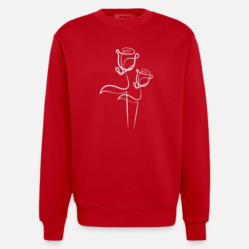 Two roses - Heavyweight Oversized Organic Crew Neck Made in EU - red