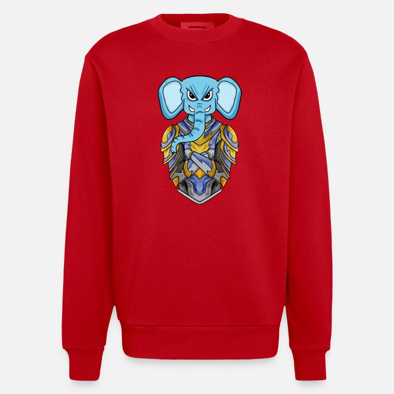Ritter Elefant cool - Heavyweight Oversized Organic Crew Neck Made in EU - Rot