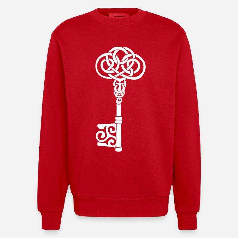Clé celtique blanche - Sweat bio épais oversize fabriqué en UE - rouge