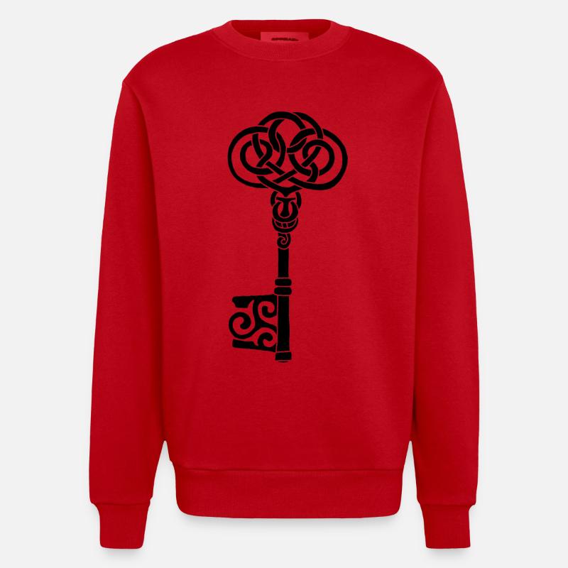 Clé celtique noire - Sweat bio épais oversize fabriqué en UE - rouge