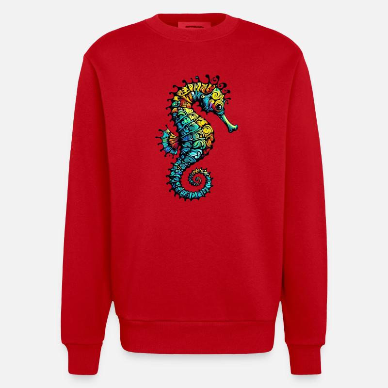 Hippocampe - Sweat bio épais oversize fabriqué en UE - rouge
