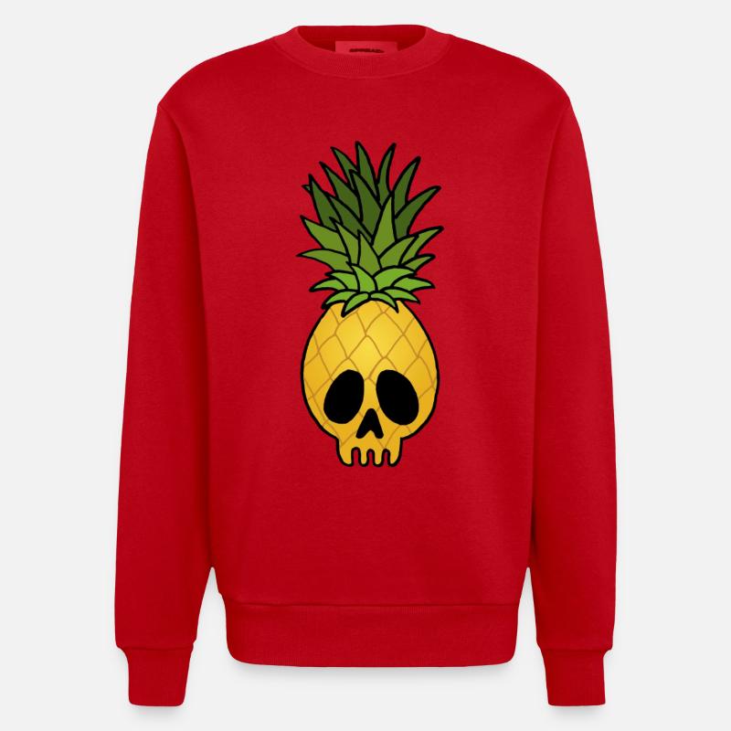 Ananas-Schädel - Heavyweight Oversized Organic Crew Neck Made in EU - Rot
