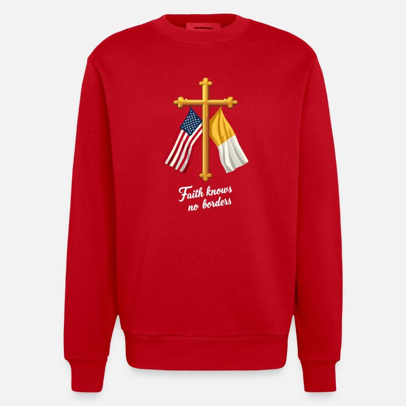 Drapeau américain et du Vatican - Sweat bio épais oversize fabriqué en UE - rouge