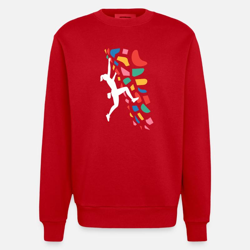 Boulder-Kletterer Bunte Griffe - Heavyweight Oversized Organic Crew Neck Made in EU - Rot
