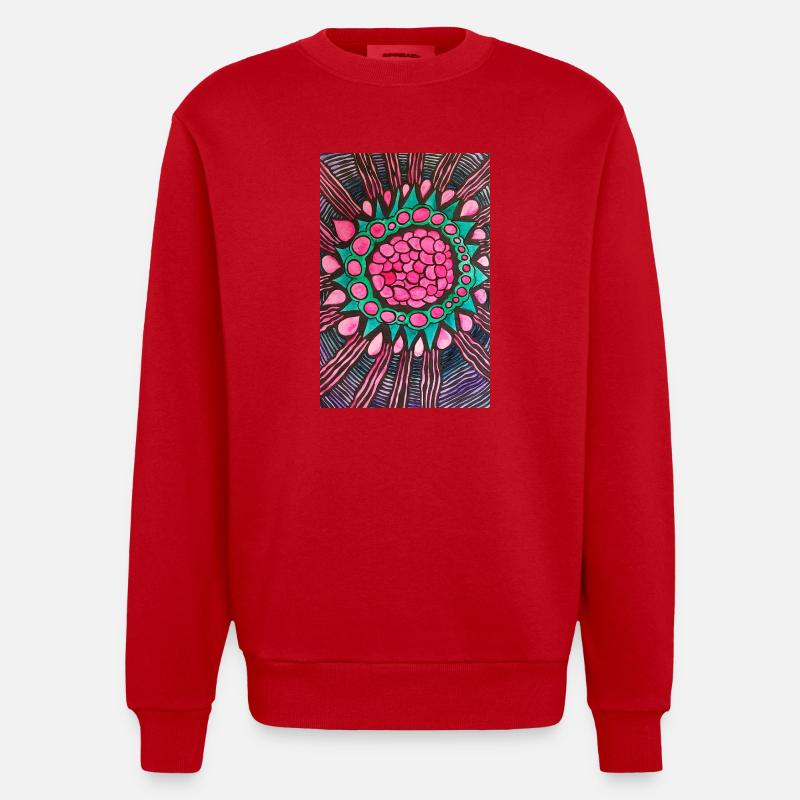 Raspberry - Heavyweight Oversized Organic Crew Neck Made in EU - red