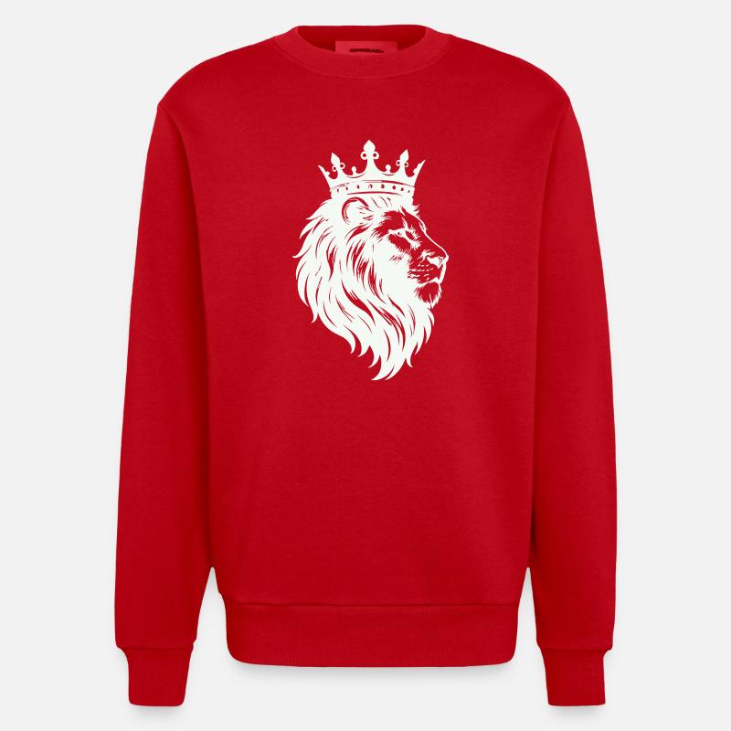 Couronne du Roi Lion - Sweat bio épais oversize fabriqué en UE - rouge