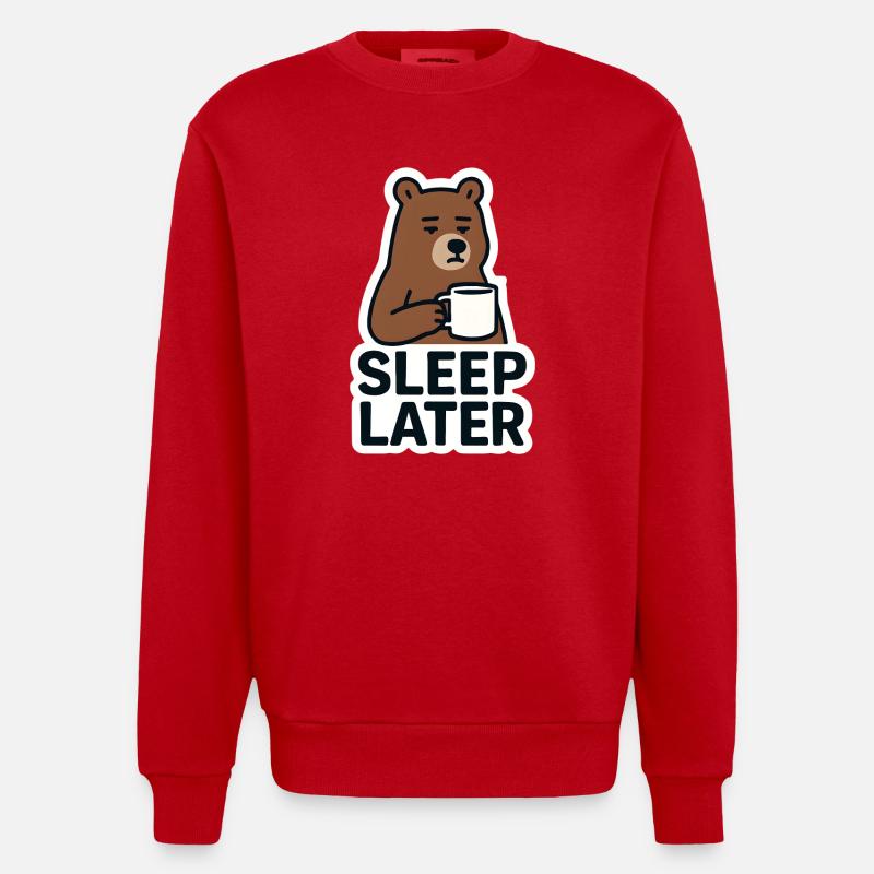 Bär Ruhiger Schlaf Später Illustration - Heavyweight Oversized Organic Crew Neck Made in EU - Rot