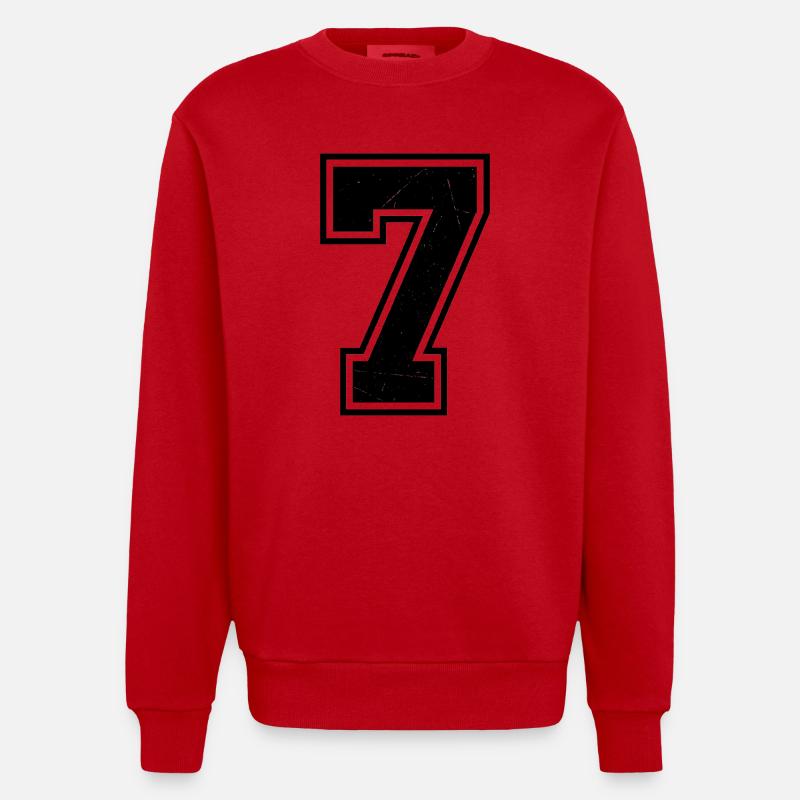 Chiffre Grunge Seven avec texture rayée - Sweat bio épais oversize fabriqué en UE - rouge