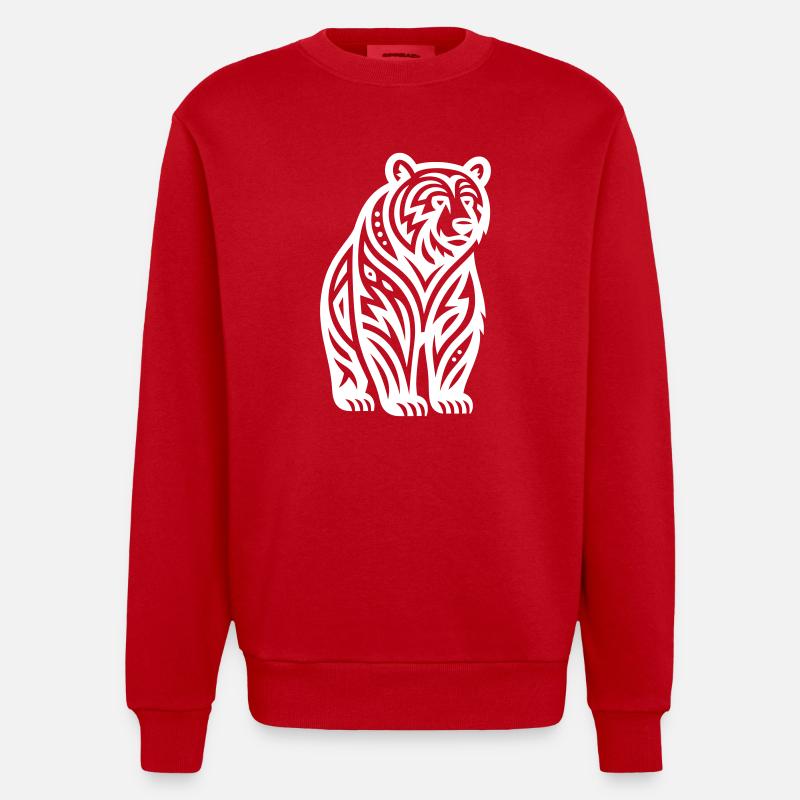 Just a White Bear #2 / JustN-imal - Sweat bio épais oversize fabriqué en UE - rouge
