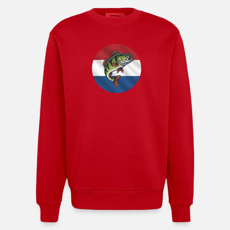 Pêche à la perche aux Pays-Bas - Sweat bio épais oversize fabriqué en UE - rouge