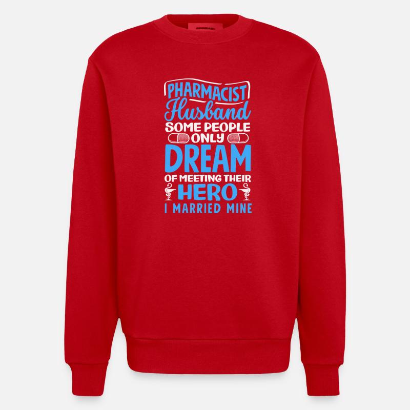 Pharmacist Husband Pharmacy Technician - Heavyweight Oversized Organic Crew Neck Made in EU - red
