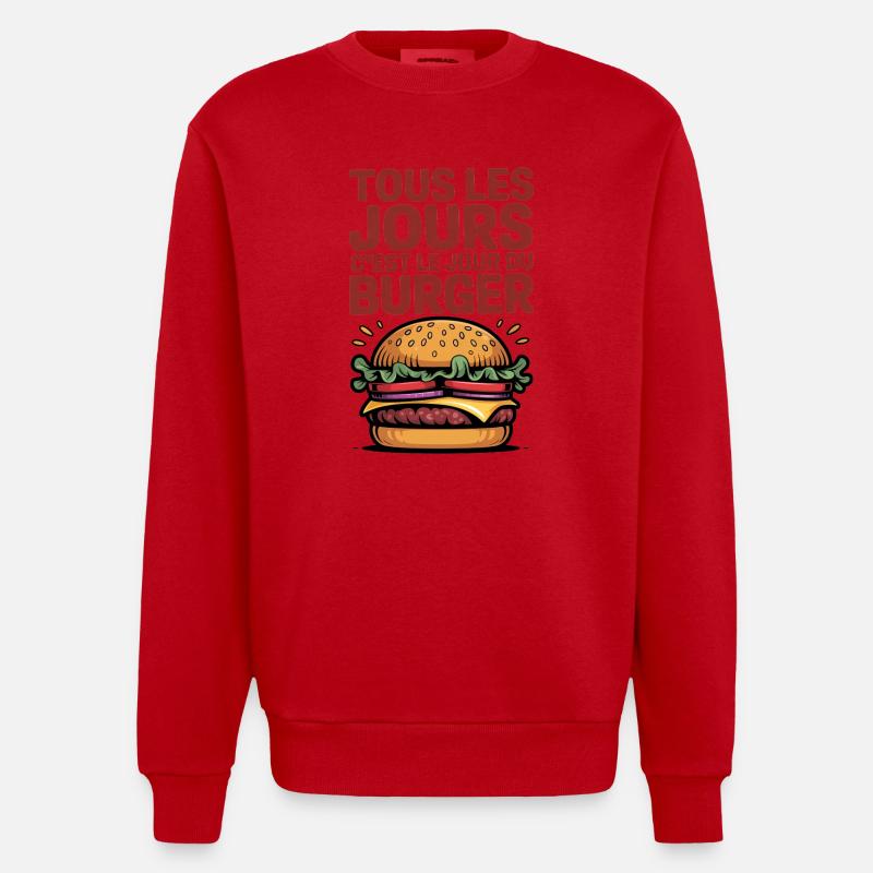 Tous les jours jour du burger - Sweat bio épais oversize fabriqué en UE - rouge