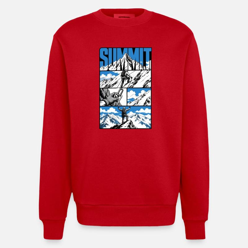 Aventure alpine - Sweat bio épais oversize fabriqué en UE - rouge