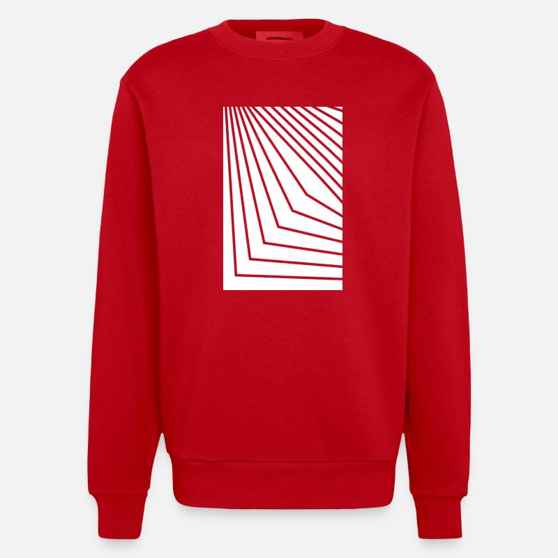 Angular Concentric Lines - Heavyweight Oversized Organic Crew Neck Made in EU - red