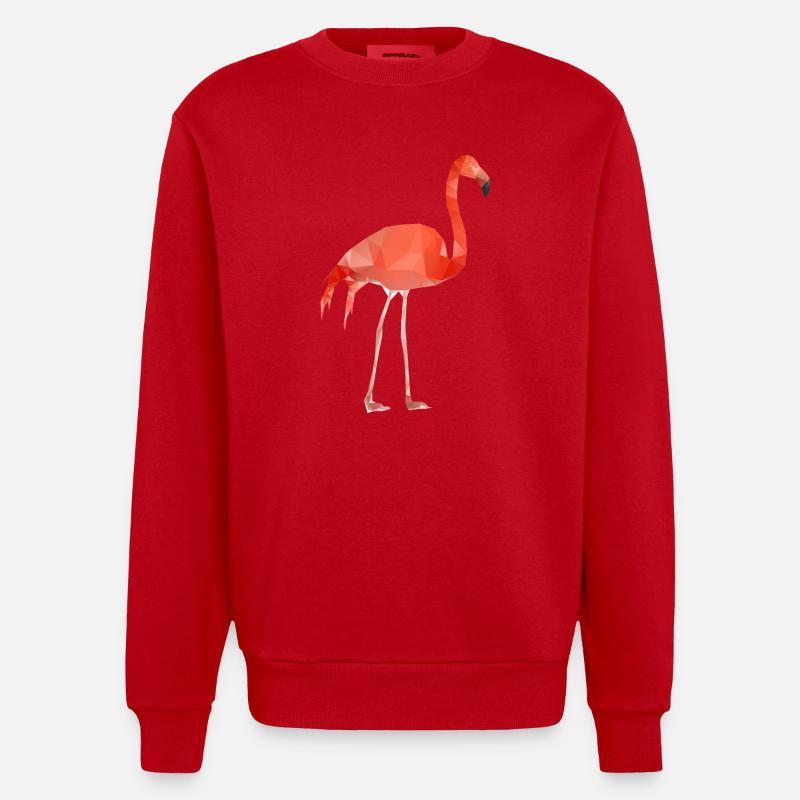 Flamingo Low Poly - Heavyweight Oversized Organic Crew Neck Made in EU - Rot