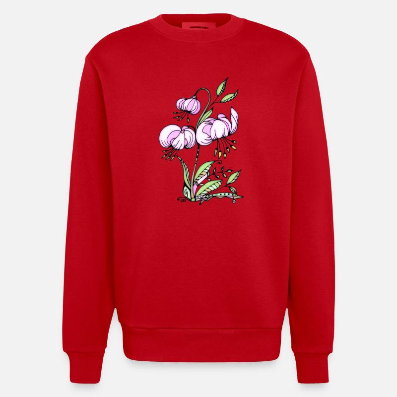 Blumen - Heavyweight Oversized Organic Crew Neck Made in EU - Rot