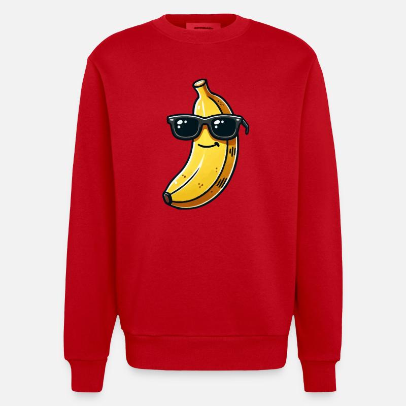 banane sonnenbrille comic - Heavyweight Oversized Organic Crew Neck Made in EU - Rot