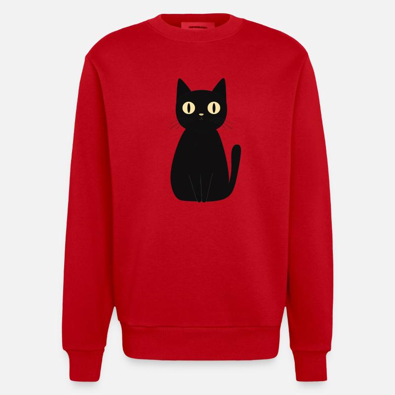 süße schwarze Katze - Heavyweight Oversized Organic Crew Neck Made in EU - Rot