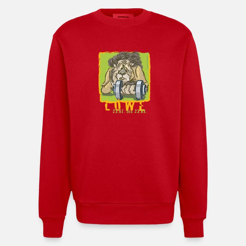 Sternzeichen - Löwe - Heavyweight Oversized Organic Crew Neck Made in EU - Rot