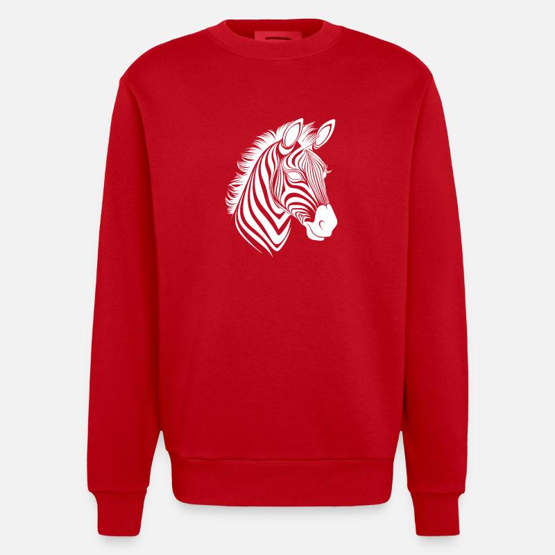 Zebra Elegant with beautiful striped pattern - Heavyweight Oversized Organic Crew Neck Made in EU - red