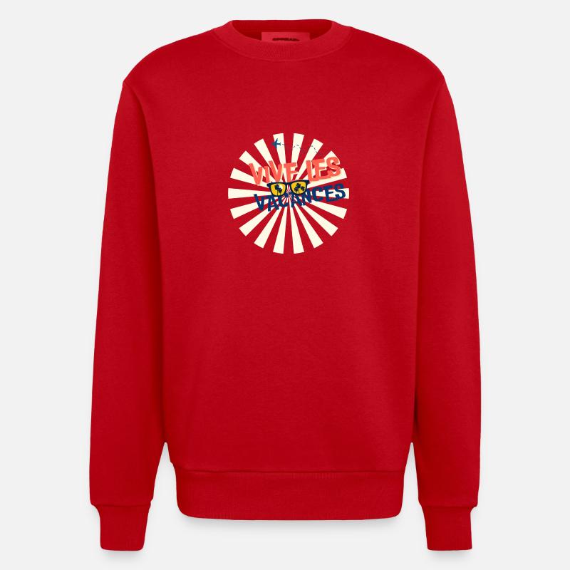 VIVE LES VACANCES. VACANCES.BONNES VACANCES. - Sweat bio épais oversize fabriqué en UE - rouge