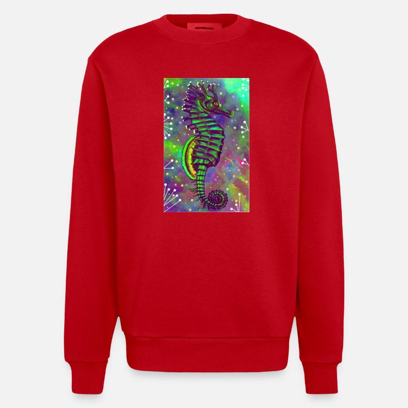 Seepferdchen - Heavyweight Oversized Organic Crew Neck Made in EU - Rot
