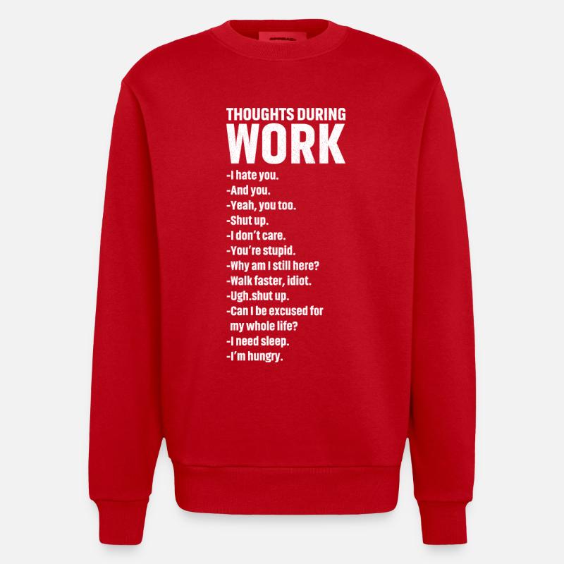 thoughts during work - Heavyweight Oversized Organic Crew Neck Made in EU - red