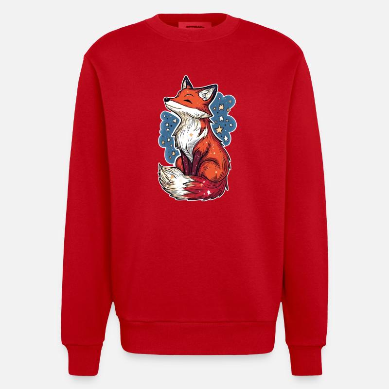 Fuchs und Sternenhimmel - Heavyweight Oversized Organic Crew Neck Made in EU - Rot