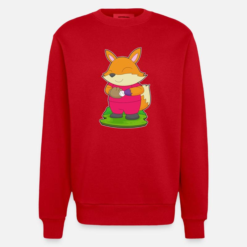 Fox Baseball Gant de baseball - Sweat bio épais oversize fabriqué en UE - rouge