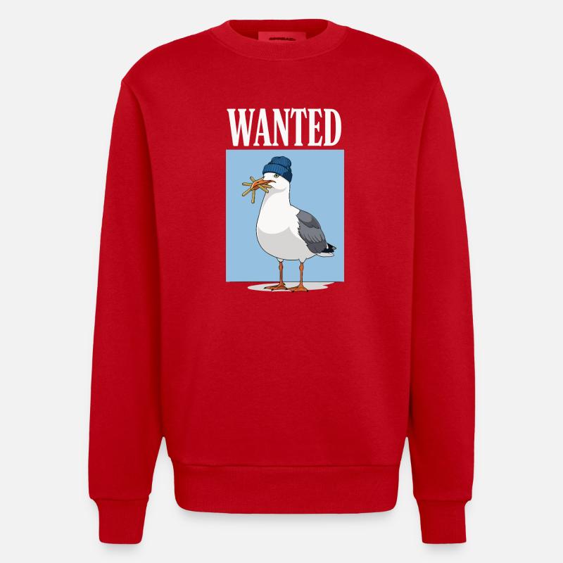 Gesucht Möwe Eiscreme Abenteuer - Sweat bio épais oversize fabriqué en UE - rouge