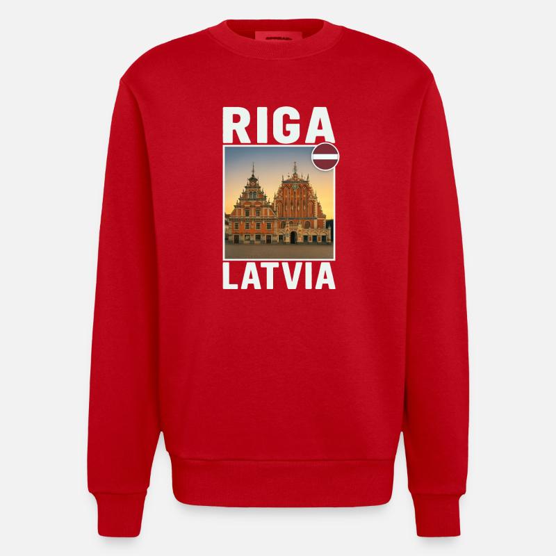 Riga Litauen - Heavyweight Oversized Organic Crew Neck Made in EU - Rot