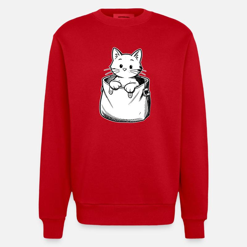 Kätzchen im Beutel Illustration - Heavyweight Oversized Organic Crew Neck Made in EU - Rot